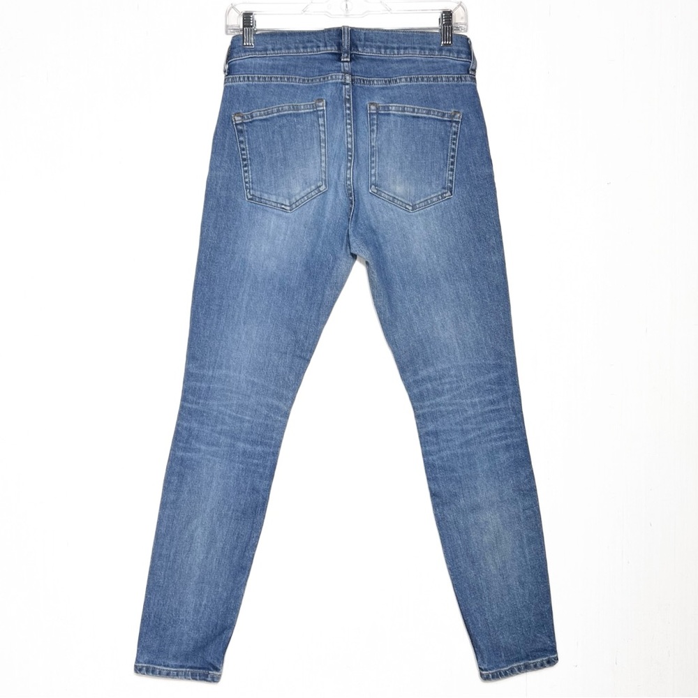 Everlane Distressed Medium Wash Mid Rise Ankle Skinny Jeans - Picture 3 of 11